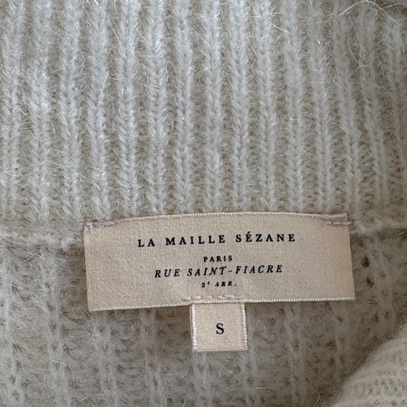 Sezane Cream Cable-Knit Zip Cardigan with Wide Collar - Picture 2 of 3